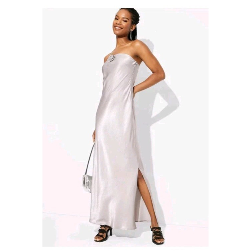 Women's Rosette Tube Maxi Bodycon Dress XL Dress Gray